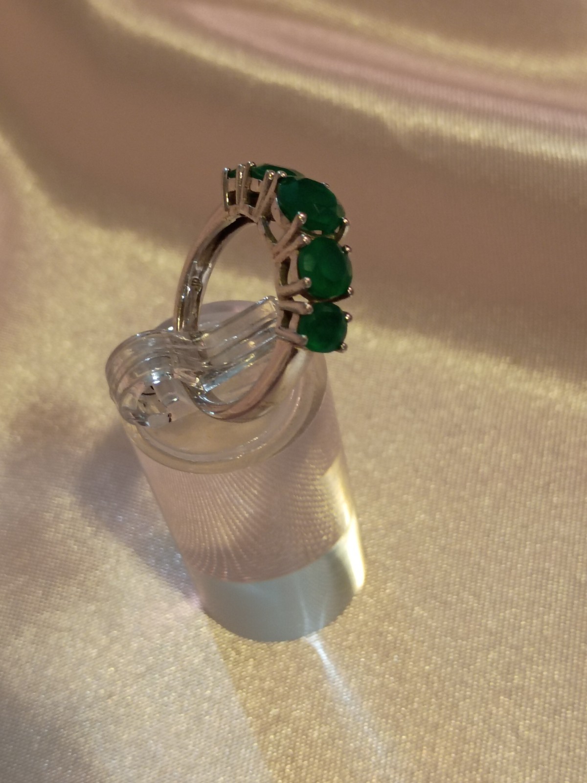 Multi Stone Emerald Ring, Sterling Silver, Rhodiu… - image 4