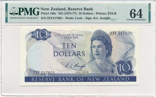 $10 Reserve Bank of New Zealand P166c Prefix 23Y Slabbed PMG 64 Choice Unc