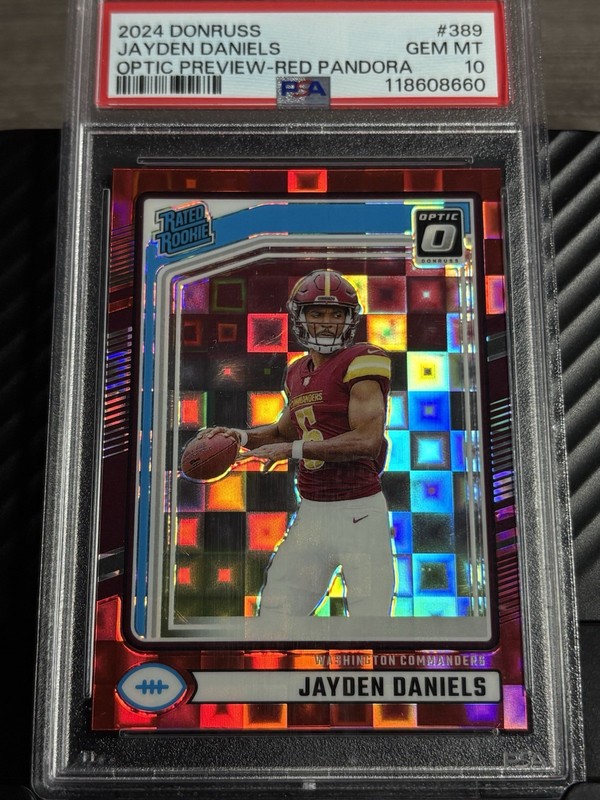 2024 Panini Donruss - Rated Rookie Jayden Daniels #389 Optic Red Pandora PSA 10