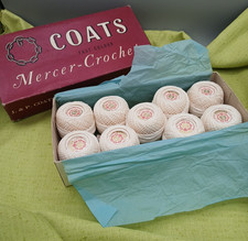 vintage crochet mercer Coats white threads boxed 9 x 20g balls no. 3 vgc