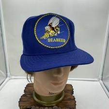 Vtg United States US Navy Seabee Hat Seabees New Era Blue Made in USA