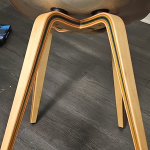 Modernica Haroshi Molded Fiberglass Dining Chair, Beige, Skate Board Base