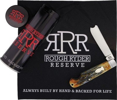 Rough Ryder Reserve One Arm Folding Knife 3 D2 Tool Steel Blade Stag Bone Handle