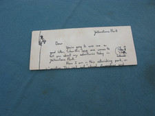 Rare, Original , Unusual and OLD Preprinted Letter from YELLOWSTONE PARK 9 x 33"