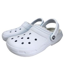 Crocs Classic Clogs Pale Blue Faux Fur Lined Unisex Womens 7 Mens 6 Comfort