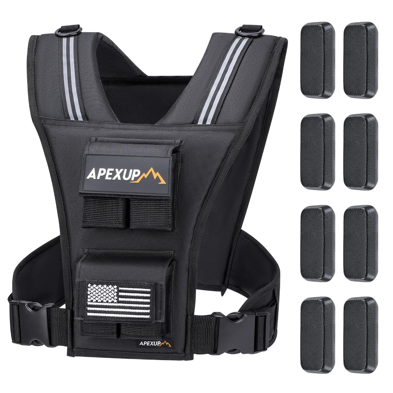 Gilet Lesté Réglable Homme 20 Lbs - Nylon Noir Avec Bandes Réfléchissantes, Pour Running Et Fitness