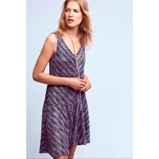 New Anthropologie Westwater Knit Mini Dress by Maeve A-line Blue Motif