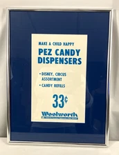 Vintage Woolworth PEZ Candy Dispensers 33¢ Framed Store Display Price Sign
