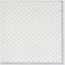 GUCCI: Brand New: Unisex GG pattern wool baby blanket- gray and white