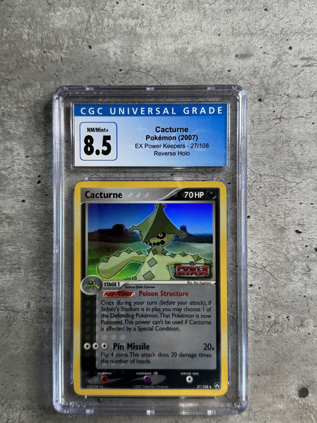 Pokemon Card Cacturne Rev Holo CGC 8.5, EX Power Keepers 27/108, 2007 (1)