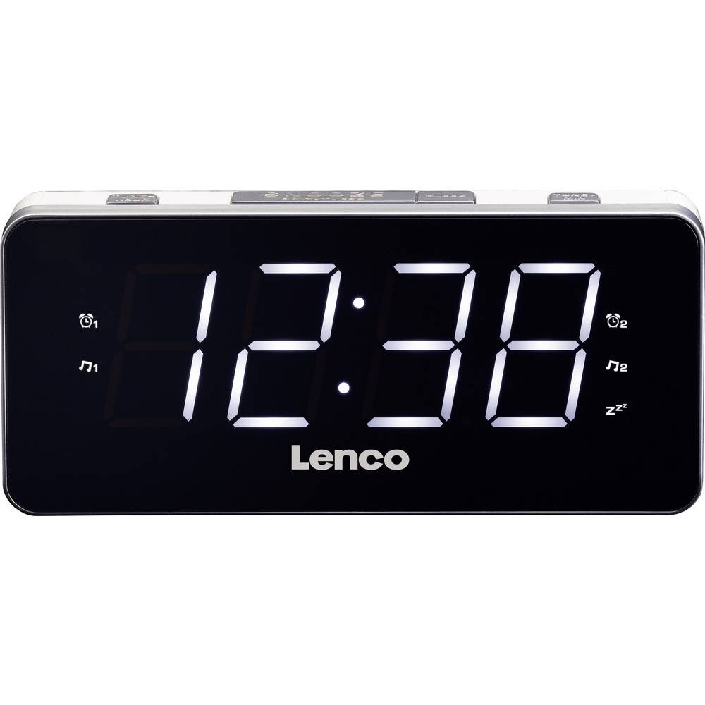 Radio-réveil blanc Lenco CR-18 compact avec double alarme pour table de nuit