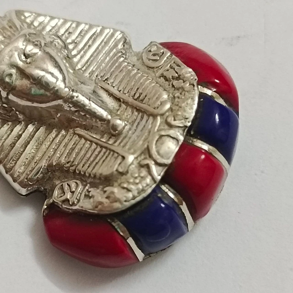 Collar Rey Tutankamón Plata 925 - Diseño Faraónico con Piedras Preciosas Foto 2 de 4