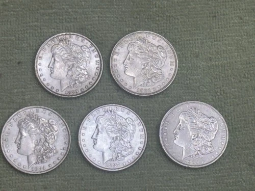 Lot Morgan Silver Dollars (5) 1884 O 1887 1889 1902 & 21