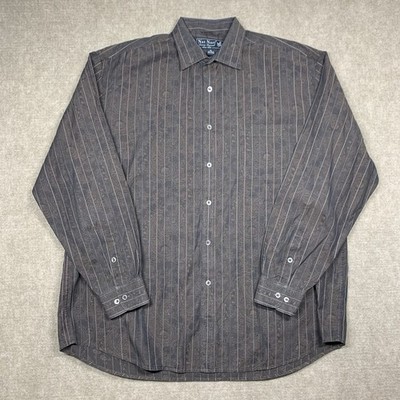 Vintage Nat Nast Shirt Mens XL Brown Paisley Button Up Long Sleeve