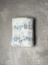 Nicole Miller Baby Blanket Happy Building City Sun Clouds Reversible Blue Circle