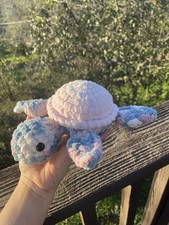 Soft Yarn Handmade Crochet Amigurumi Plushie Pink Turtle Stuffed Animal 8.5
