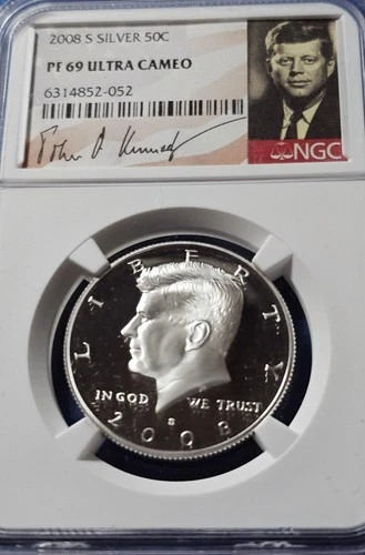 A 2008-S Silver Kennedy Half Dollar 50c NGC PF69 ULTRA CAMEO