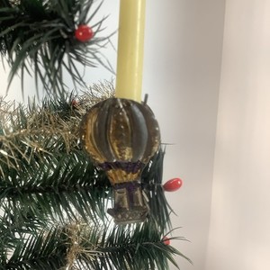 Antique Victorian Christmas 2 Sided Candle Clip Hot Air Balloon 1800s Tree Decor