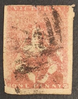 Victoria 1850 "QV half length" 1d.Rose? Stamp Used (unsure colour thin line?)