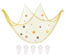 Decorative Fishing Net 40"x80" Fish Net Decorative with Shell Lemon Yellow