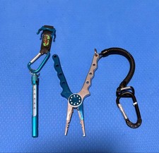 Fishing pliers blue with carabiner approx. 15cm water temperature gauge