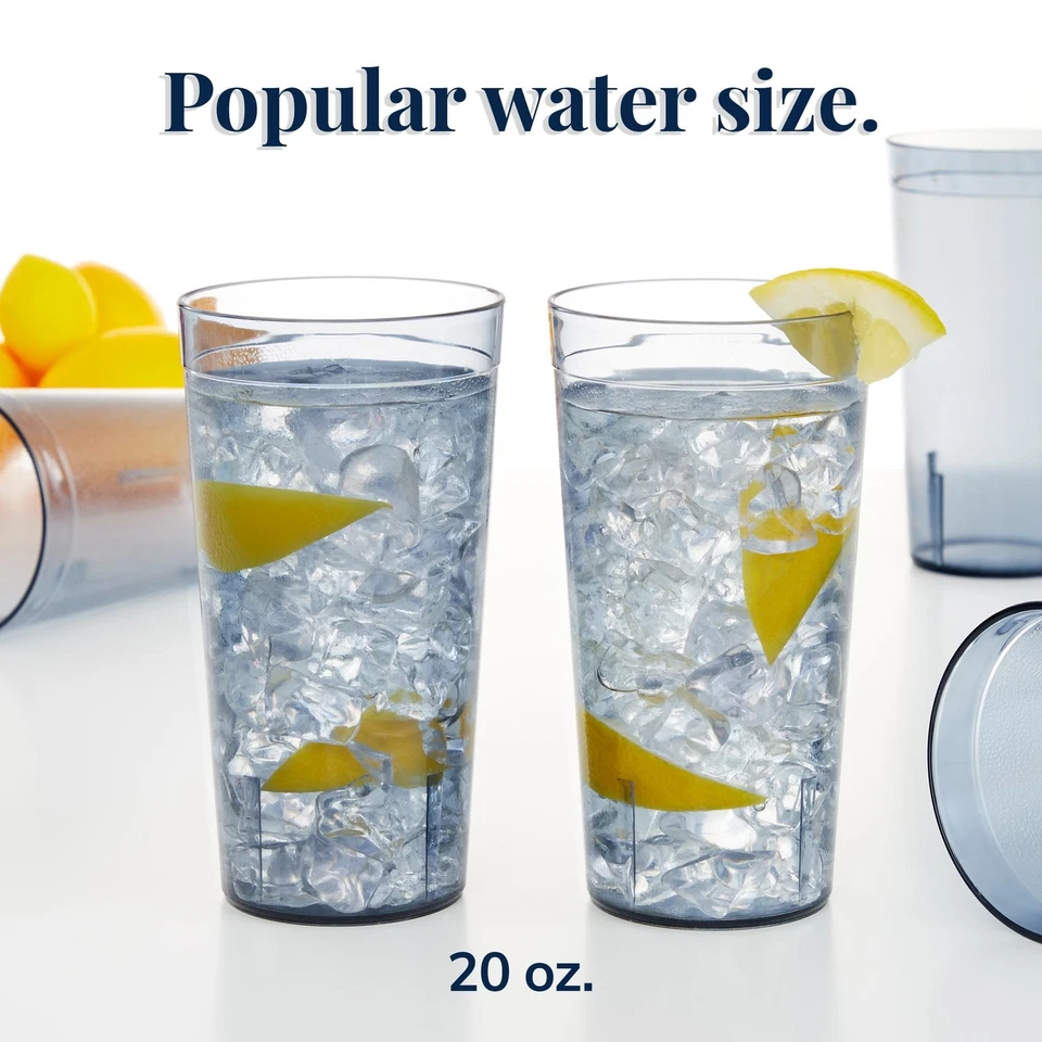 Vasos reutilizables de plástico para café (juego de 16) tazas de agua de 20 onzas en gris | Valu Foto 3 de 4