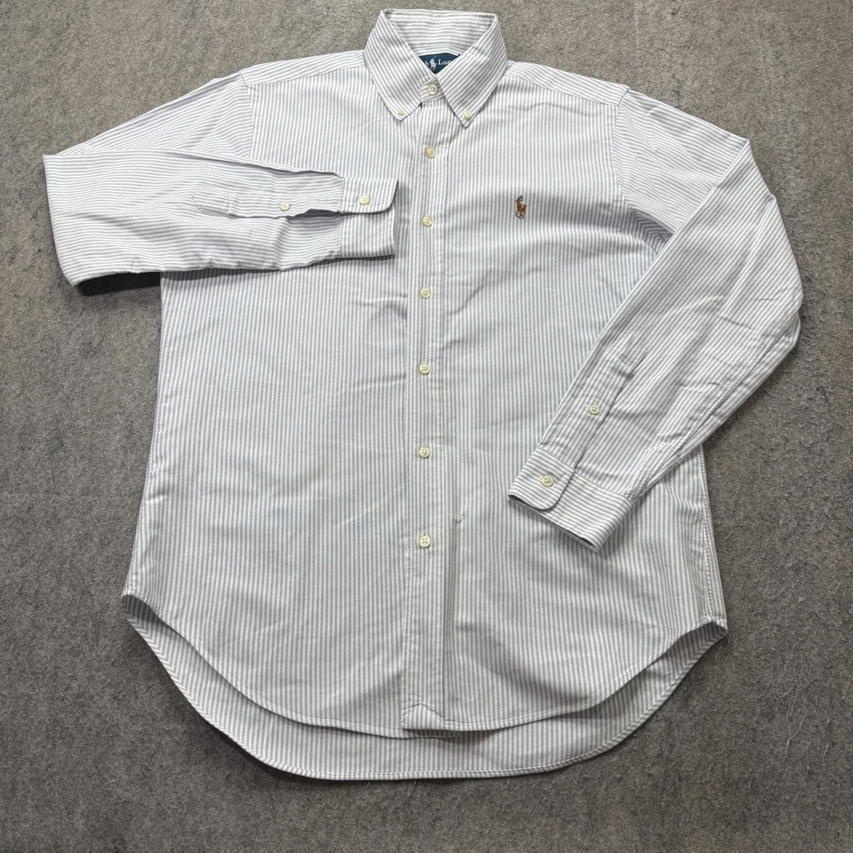 Ralph Lauren Oxford Shirt Men S Blue White Striped OCBD Classic Fit - Image 2 of 4