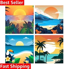 Beginner-Friendly Paint by Numbers Set for Adults  Kids - Beach Themes, 8x8 in