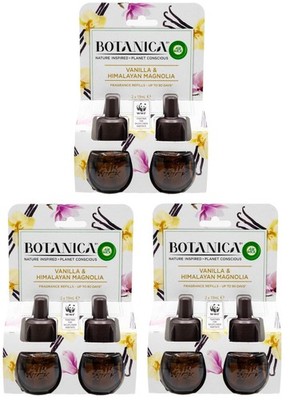 6 x AIRWICK 19ml BOTANICA FRAGRANCE REFILLS VANILLA AND HIMALAYAN MAGNOLIA 3xPK2