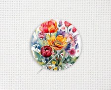 Flowers Needle Minder, Flower Cross Stitch Needle Minder, Needle Minder