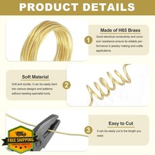 uxcell 14 Gauge Brass Craft Wire 9.8 ft Round Jewelry Wrapping