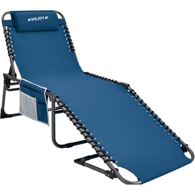 WEJOY Camping Lounger, Sun Lounger with Side Pocket and Cushion, Portable and...