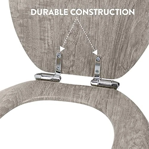 Asiento de inodoro paleta alargado de madera gris envejecida Home+Solutions Foto 4 de 4