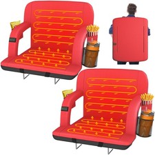 HOPERAN 25" 2pcs Dual-Sided Heated Stadium Seats for Bleachers with 25", Red