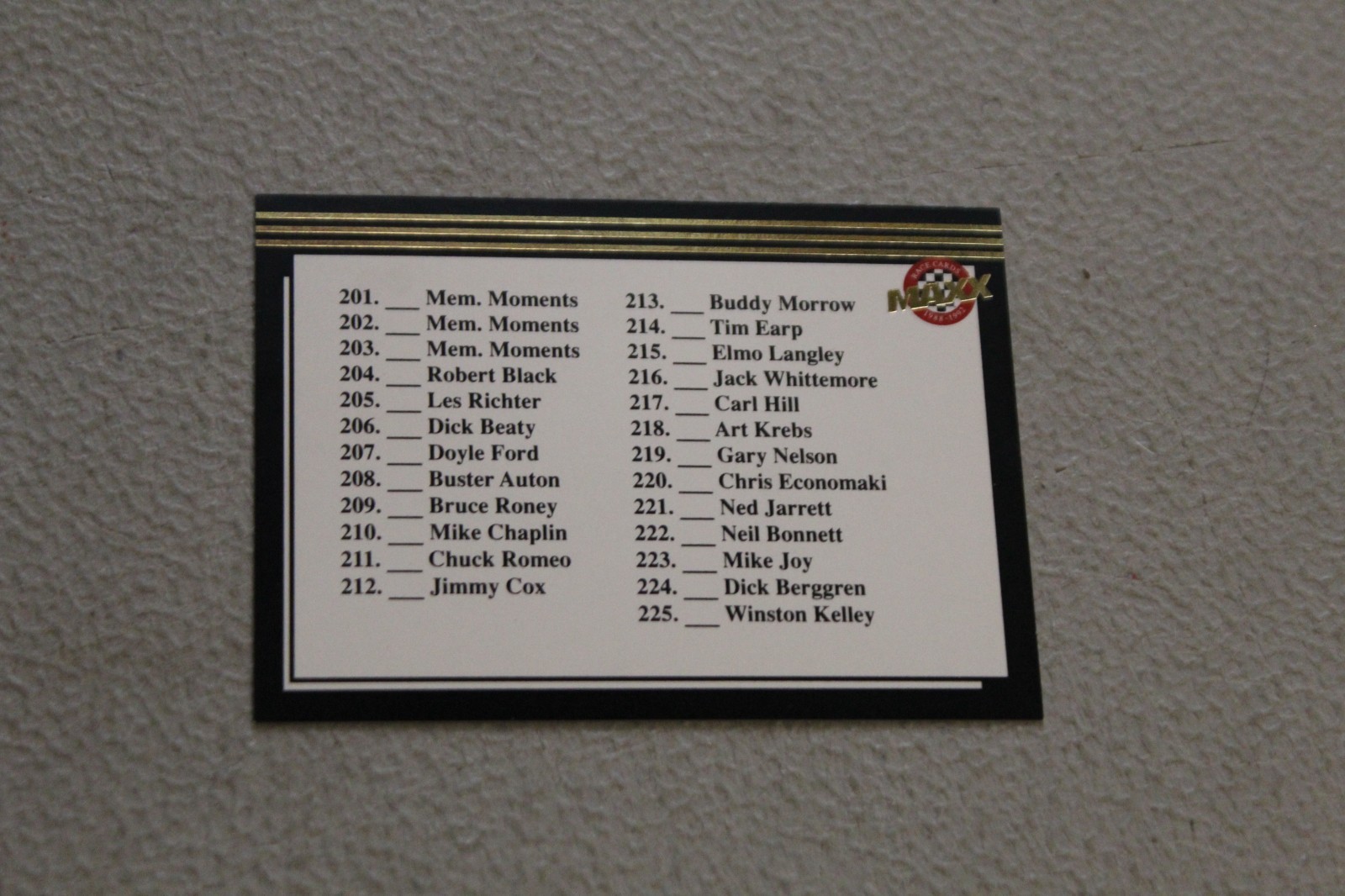 1992 Maxx Black Racing Cards & UPDATE Complete Your List Set U-Pick #201-300