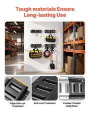 VEVOR E-Track Tie-Down Rail Kit, 4 Pack 1.3 ft E Track Rails, 2 U-Shaped Hooks,