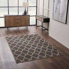 Image of Large Indoor Outdoor Area Rug 160 x 230cm Brown and Grey Diamond Heavy Duty Rugs
