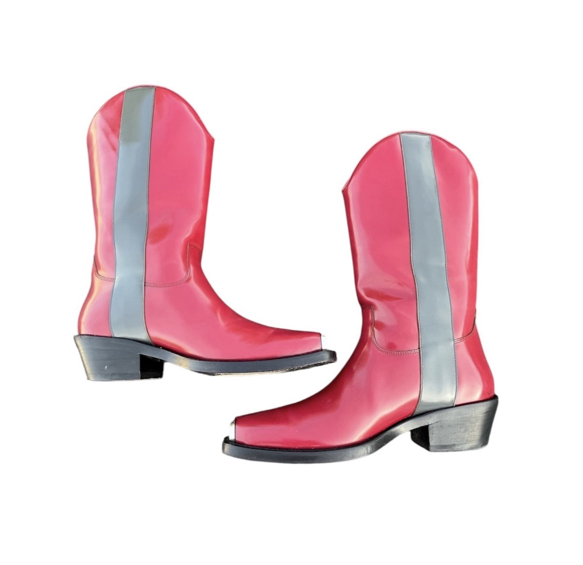 Calvin Klein 205W39NYC Red Spazzolato Leather Cowboy Boots 