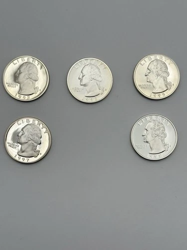 1992-S 1993-S 1995-S 1997-S 1998-S Silver Proof Washington Quarters Lot #203