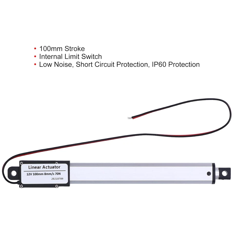 Attuatore Lineare 12V DC 100Mm Corsa Di Sollevamento 20/50/170/150N Motore Attua - Immagine 4 di 4