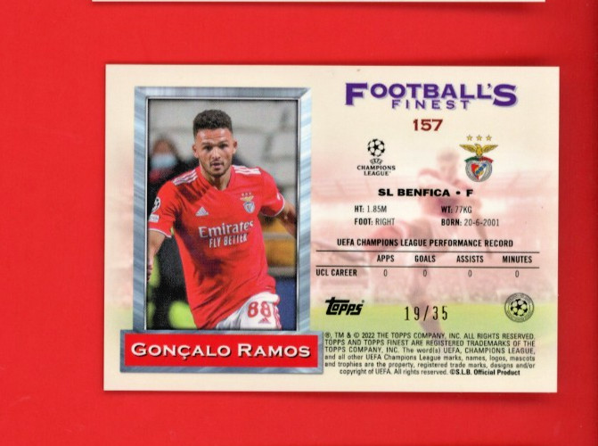 2021-22 Topps Finest Flashback #157 GONCALO RAMOS Rookie Prizm Refractor19/35 view 2