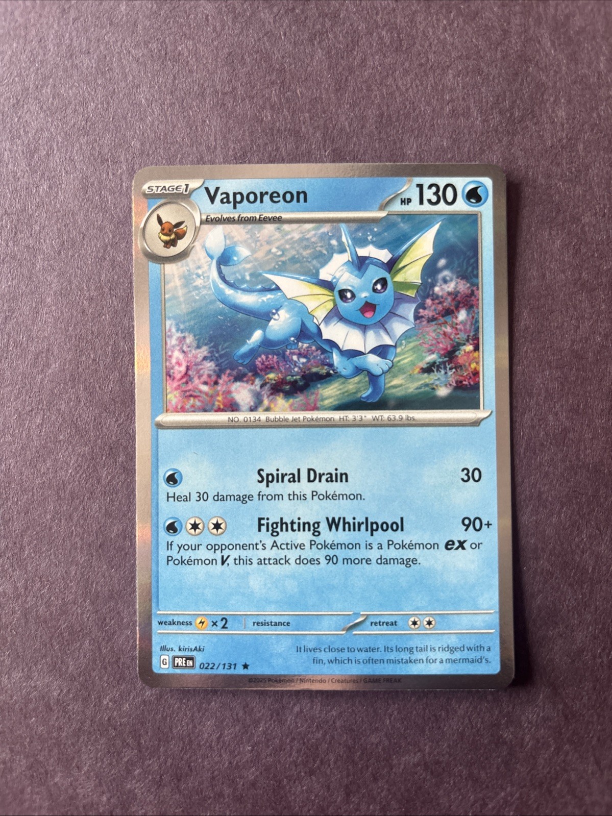 Vaporeon 022/131 SV Prismatic Evolutions Holo LP
