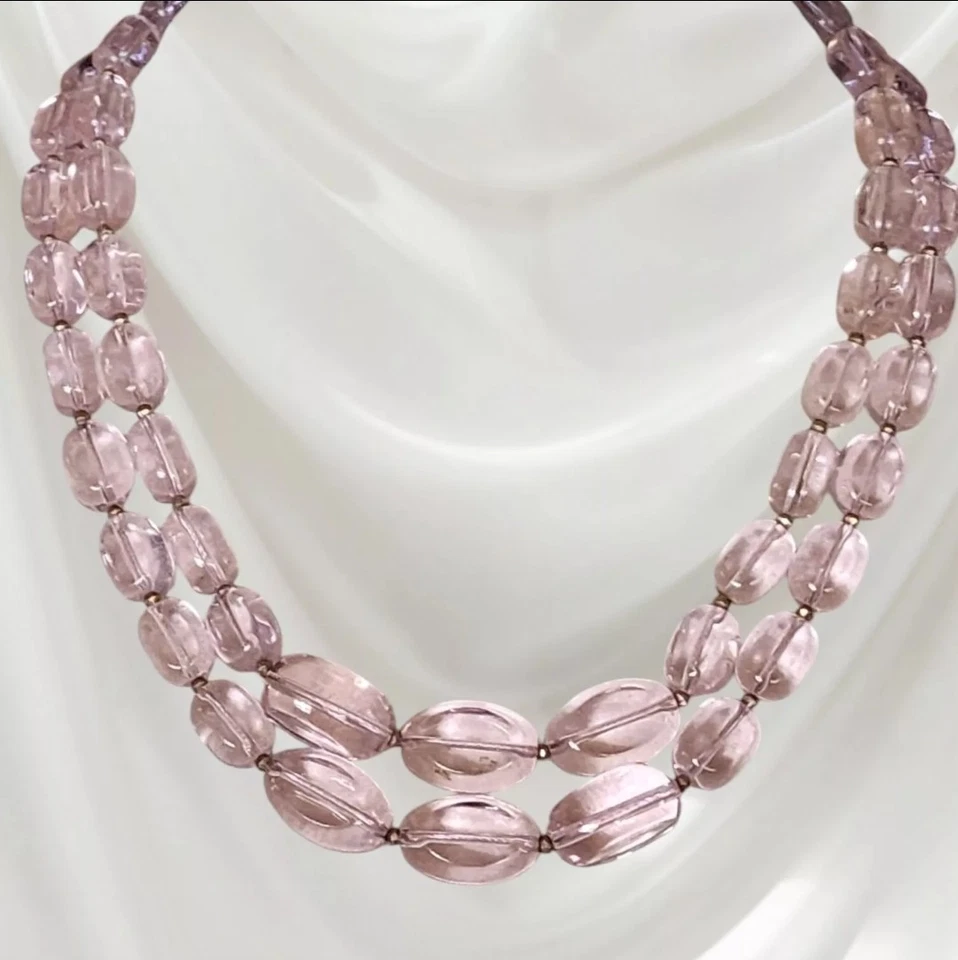 COLLAR CRISTAL DOBLE HEBRA ROSA TALBOTS Foto 2 de 4