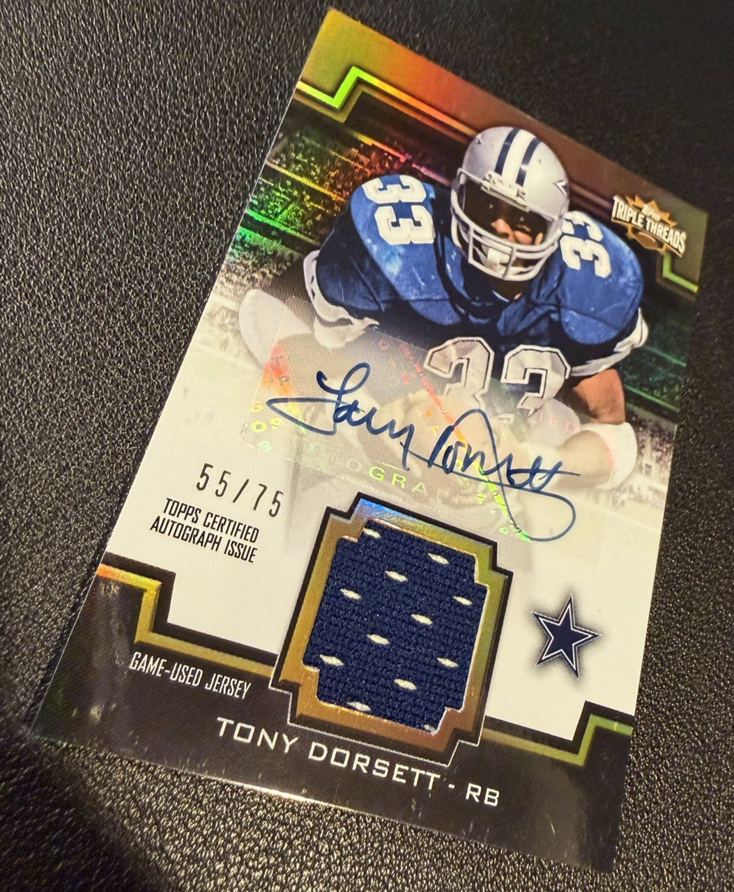 2011 Topps Tony Dorsett Triple Threads Game-Used Patch Auto /75 #TTUAR-38 view 4