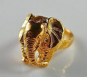 24k silver gold plated elephant detailed sterling ring jewelry
