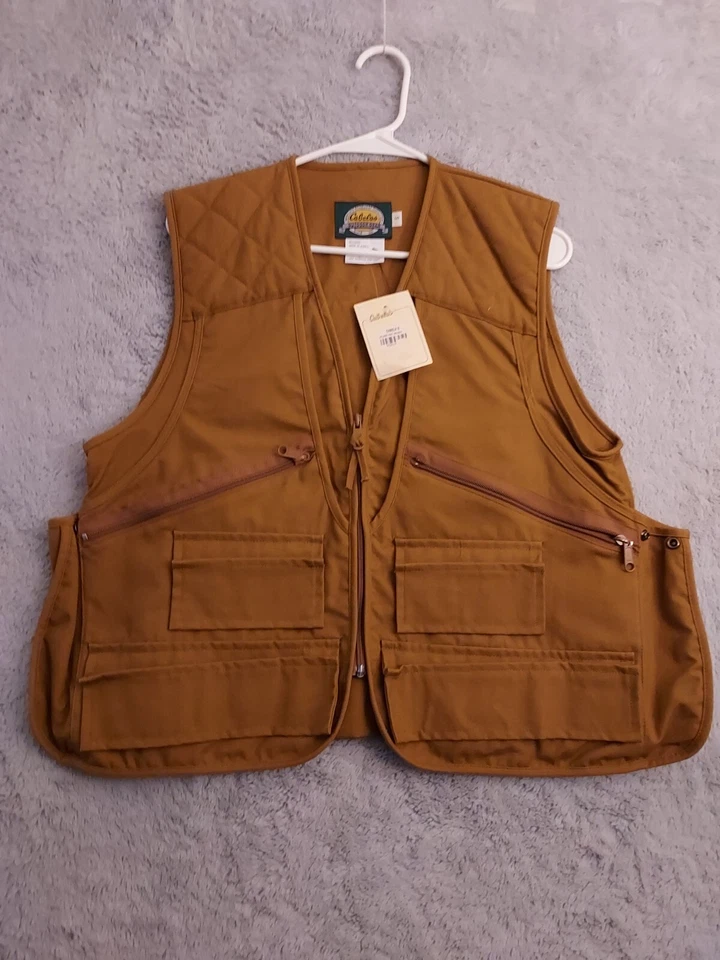 NEW Cabelas Vest Mens Small Utility Shooting Padded Canvas Brown Outdoor Pockets - Image 2 of 4
