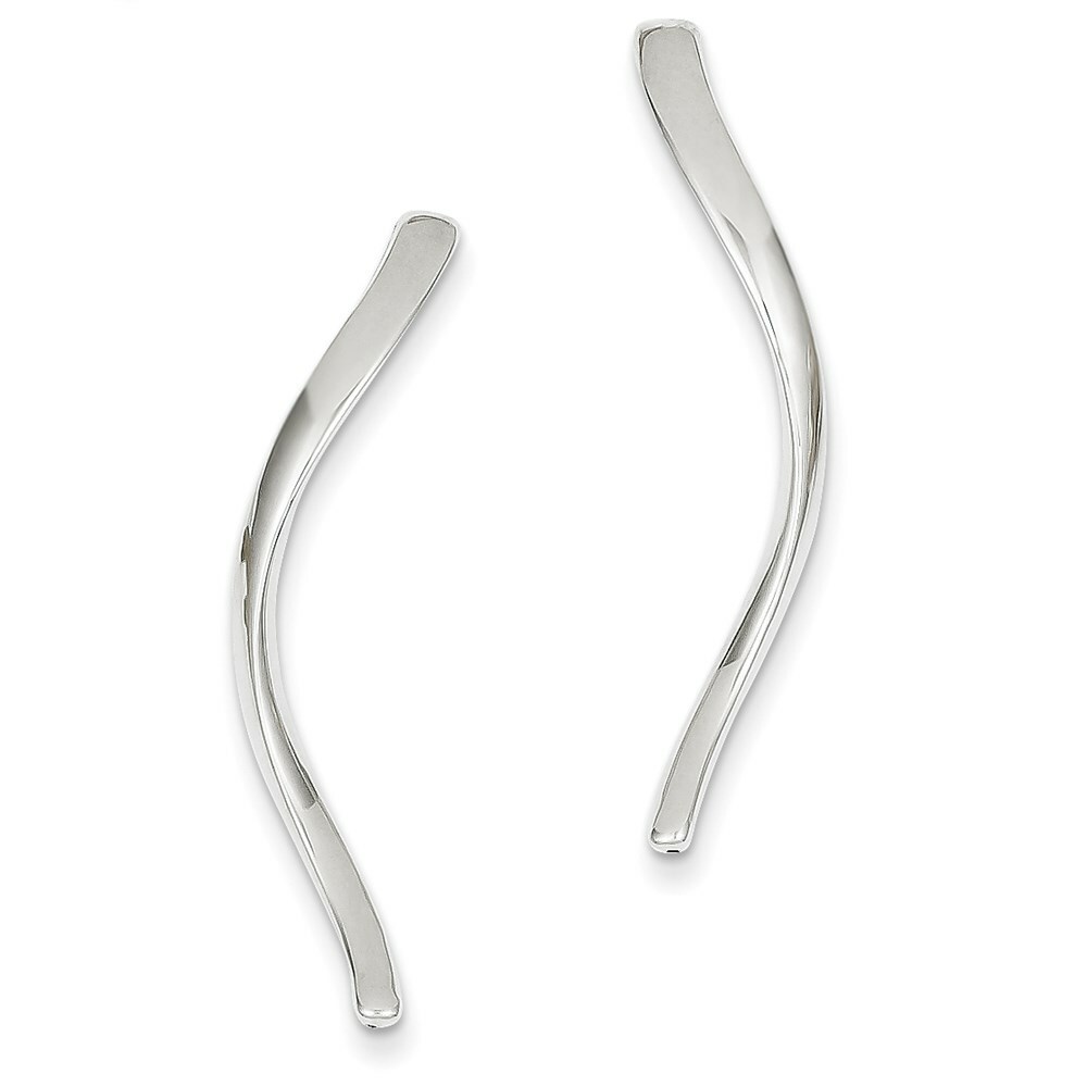 длинные серьги-гвоздики из белого золота 14 карат с завитками 75890₽