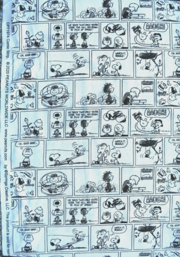 PEANUTS COMIC STRIP PRINT BLACK & WHITE 100% COTTON FABRIC 48X43 INCHES