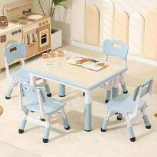 Toddler Table and Chairs, Kids Table and 4 Chairs Set with Graffiti Desktop