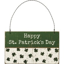 NEW "Happy St. Patrick's Day" Shamrocks Hanging Wood Sign/Plaque/Ornament